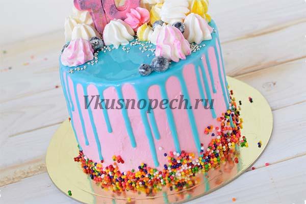 торт с цветными подтеками